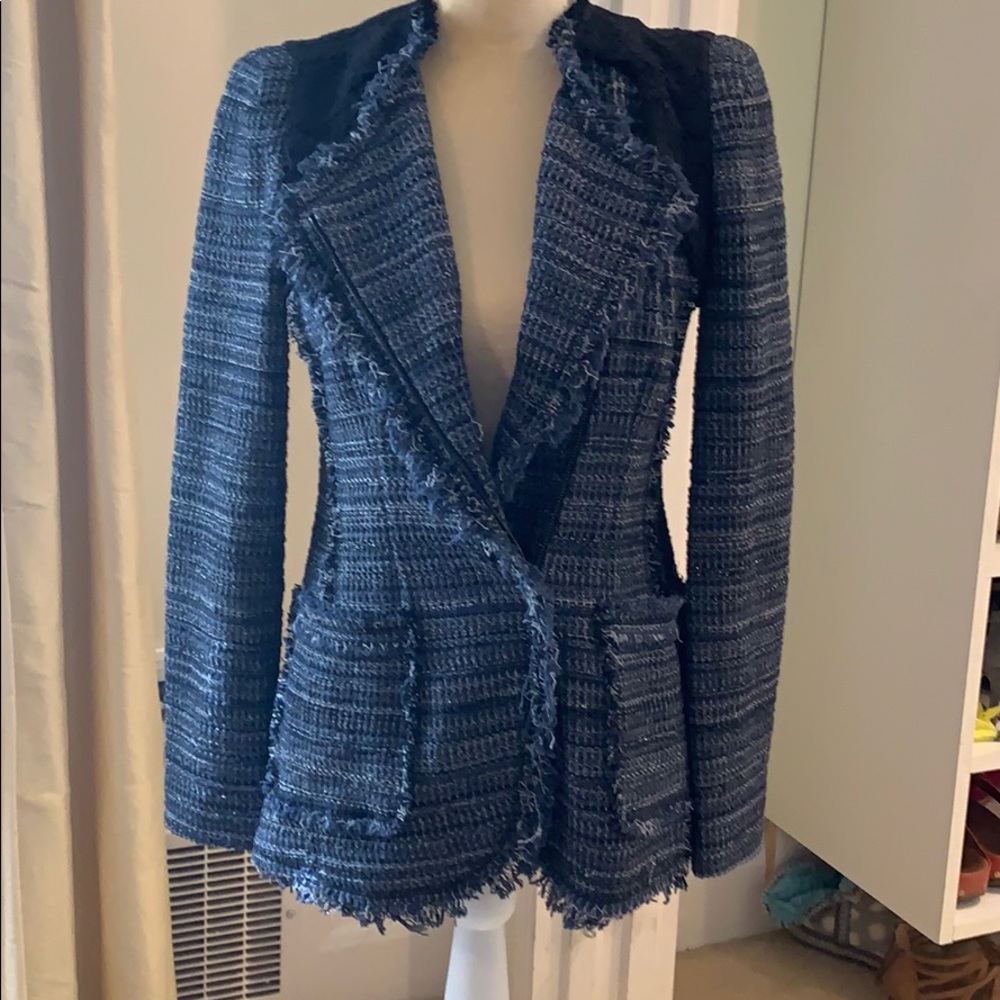 Rebecca Taylor tweed lace trim versatile blazer